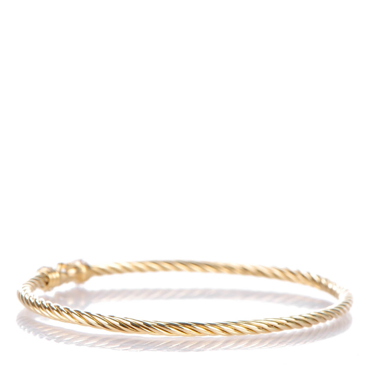 David Yurman 18K Yellow Gold Diamond 2.6mm Cable Collectibles Buckle Bracelet 3 of 5