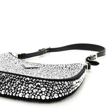 Prada Satin Crystal Cleo Adjustable Strap Shoulder Bag Metal 9 of 10