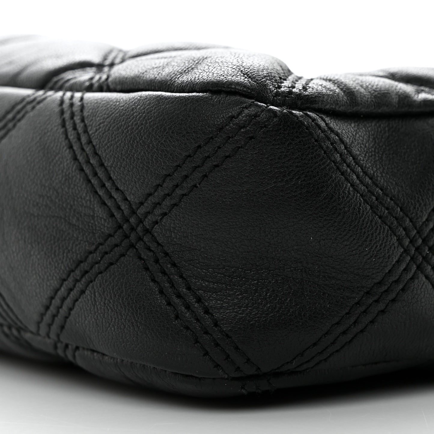 Grained Lambskin Quilted Mini Becky Double Zip Bag Black