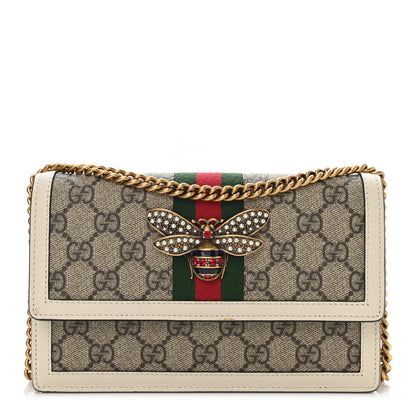 Gucci GG Supreme Monogram Web Queen Margaret Chain Wallet White 1 of 10