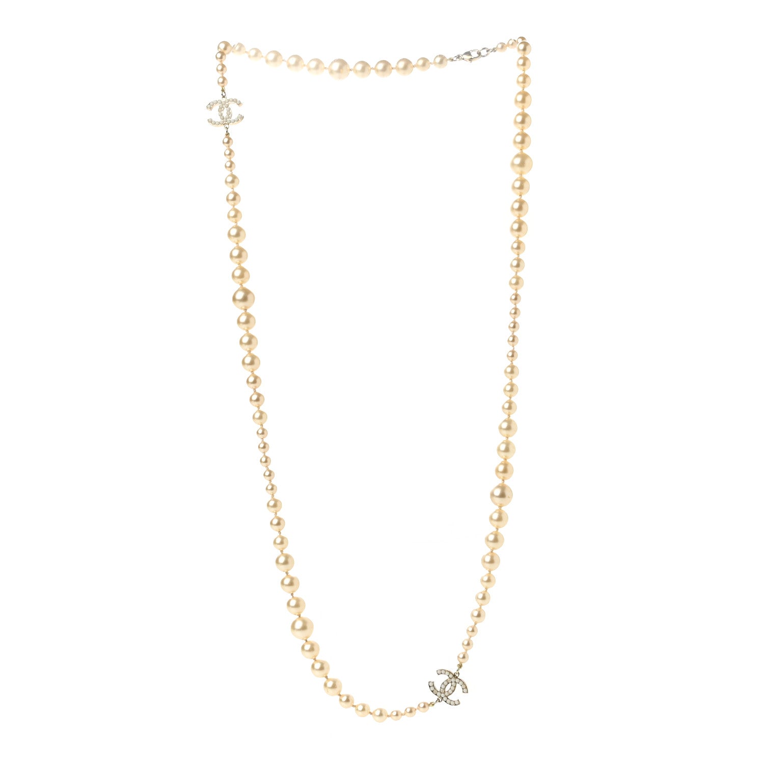 Chanel Graduated Pearl CC Long Necklace Gold 3 of 6