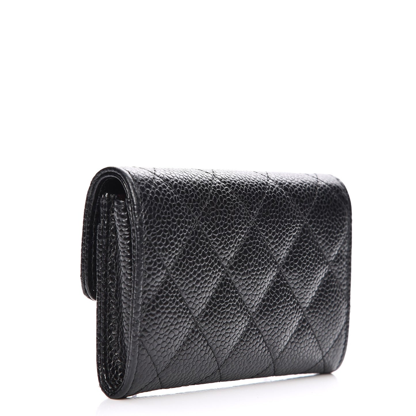 Caviar Quilted Flap Card Holder Black
