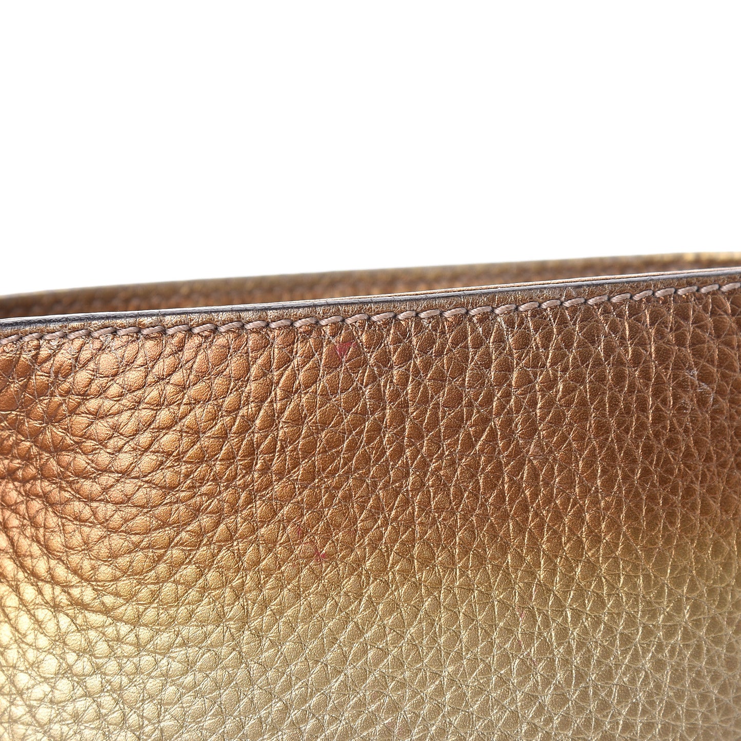 Metallic Pebbled Calfskin Small Soho Flap Crossbody Gold Ombre