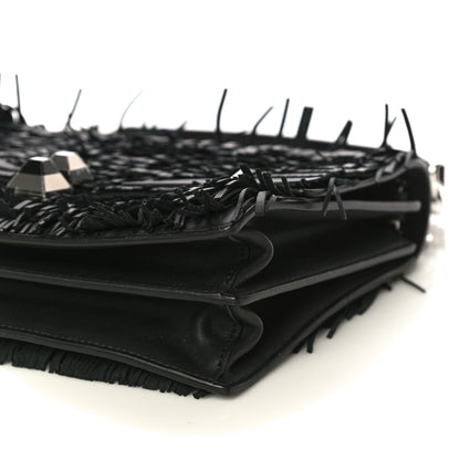Fendi Vitello Century Opaco Monster Eyes Fringe Studded Kan I Shoulder Bag Black 9 of 10