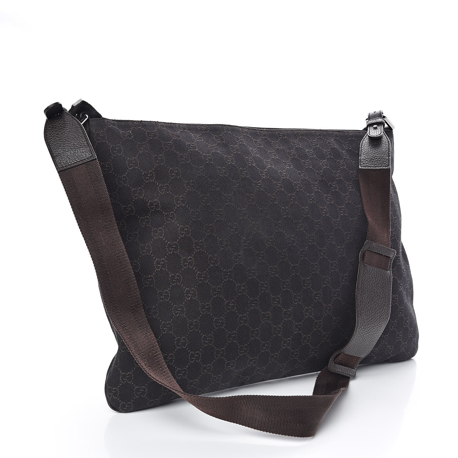 Gucci Denim Monogram Messenger Bag Dark Brown 3 of 10