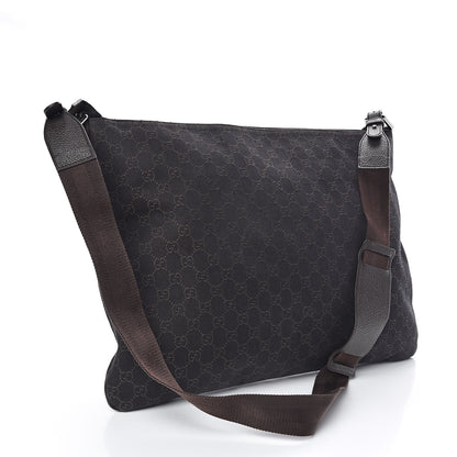 Gucci Denim Monogram Messenger Bag Dark Brown 3 of 10