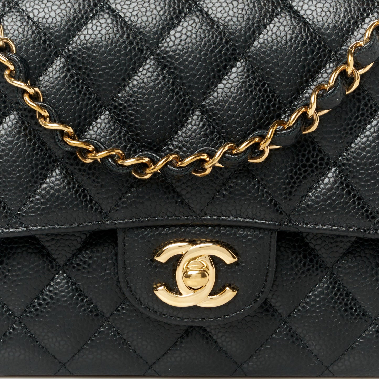 Caviar Quilted Medium Double Flap Black