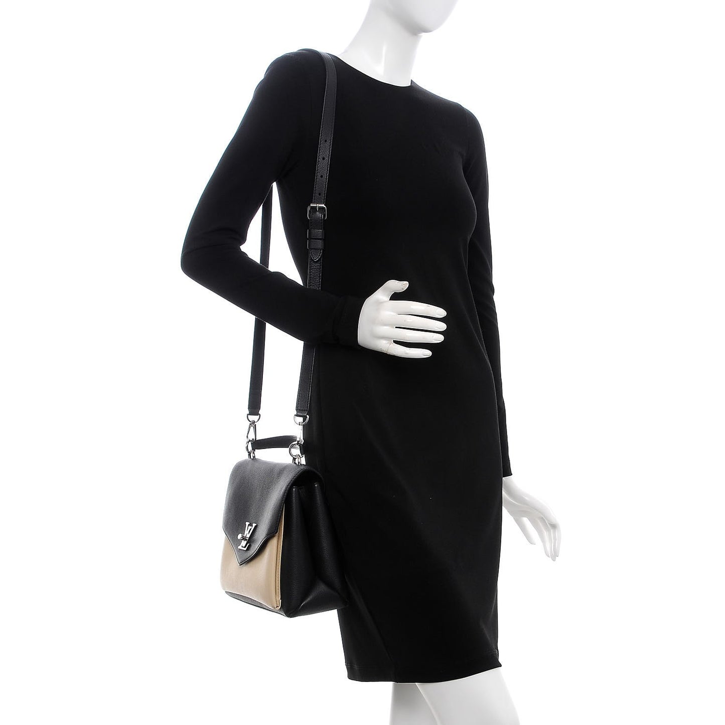 Soft Calfskin My Lockme Top Handle Vanille Black