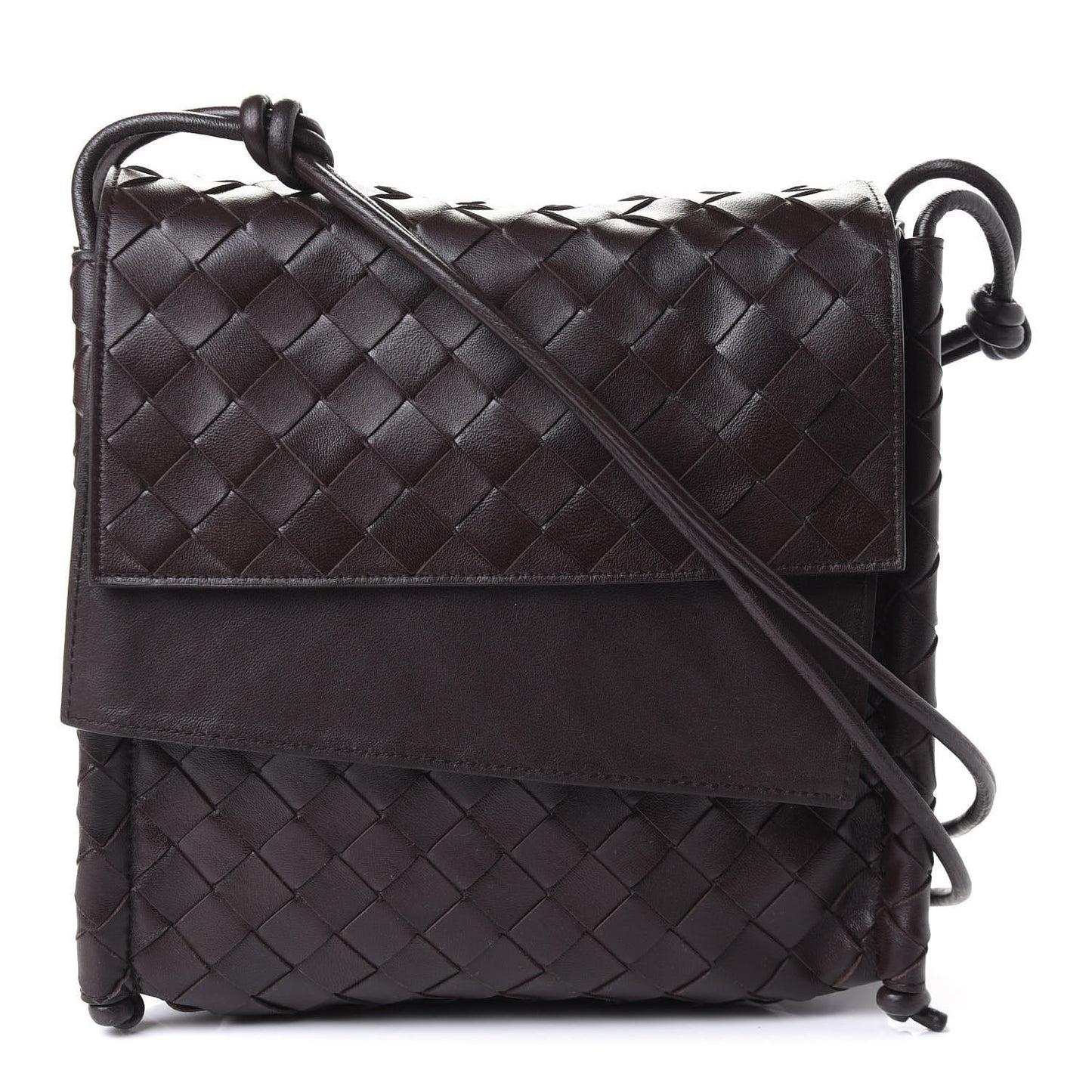 Nappa Intrecciato Small Knot Flap Crossbody Fondente