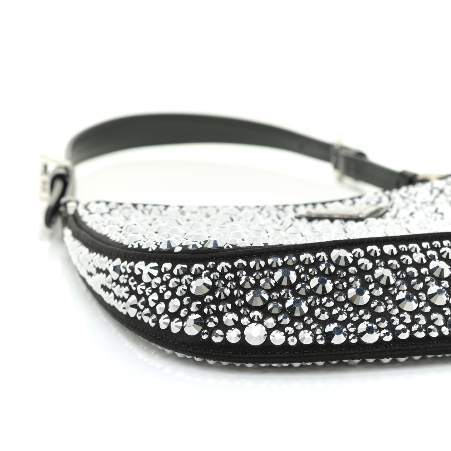 Satin Crystal Cleo Adjustable Strap Shoulder Bag Metal