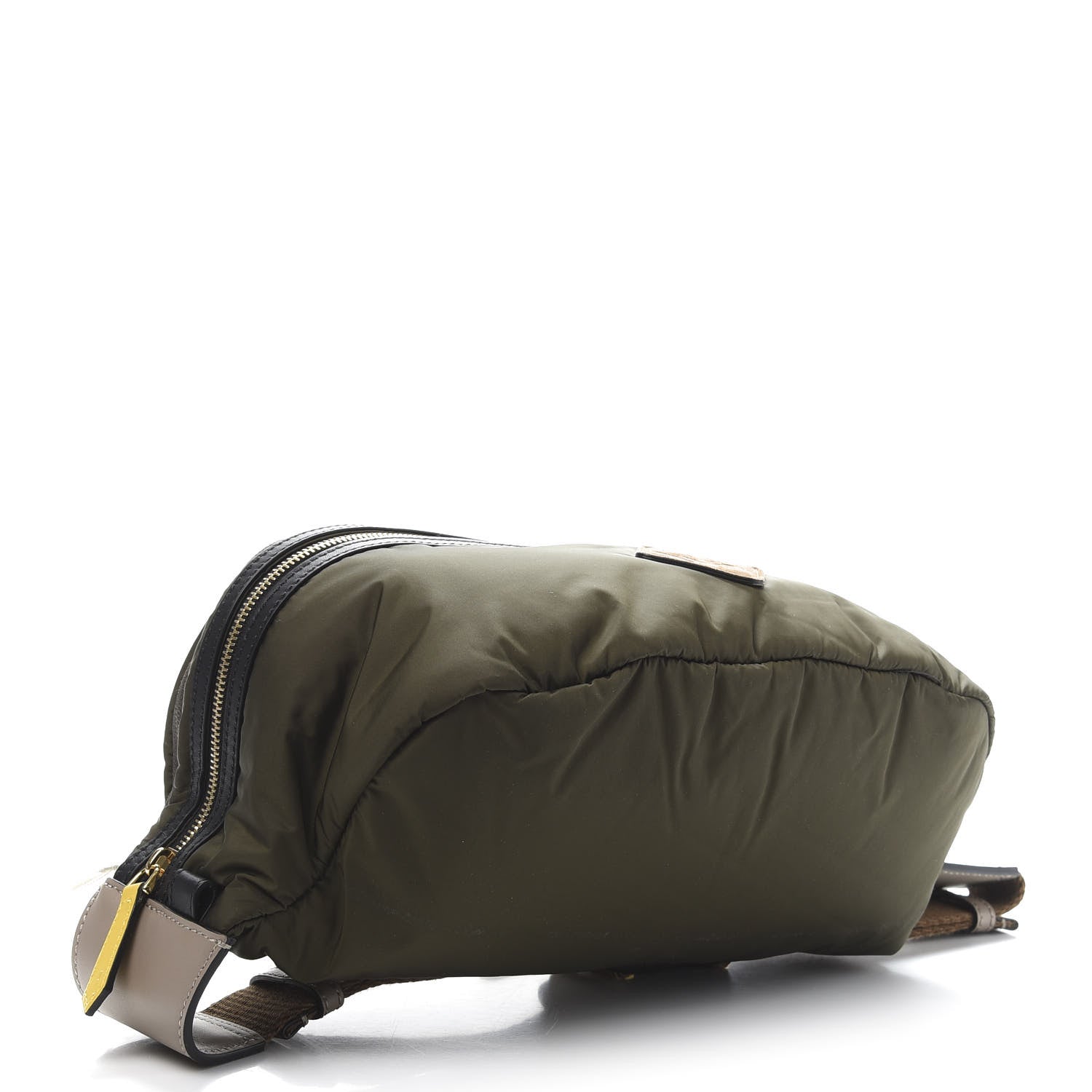 Fendi Nylon Dolmias Vitello Grace FF Convertible Drawstring Backpack Military Brown Tortora 10 of 17