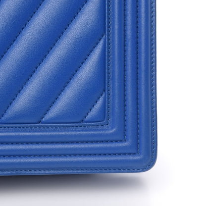 Chanel Calfskin Chevron Quilted New Medium Boy Flap Bright Blue 11 of 15