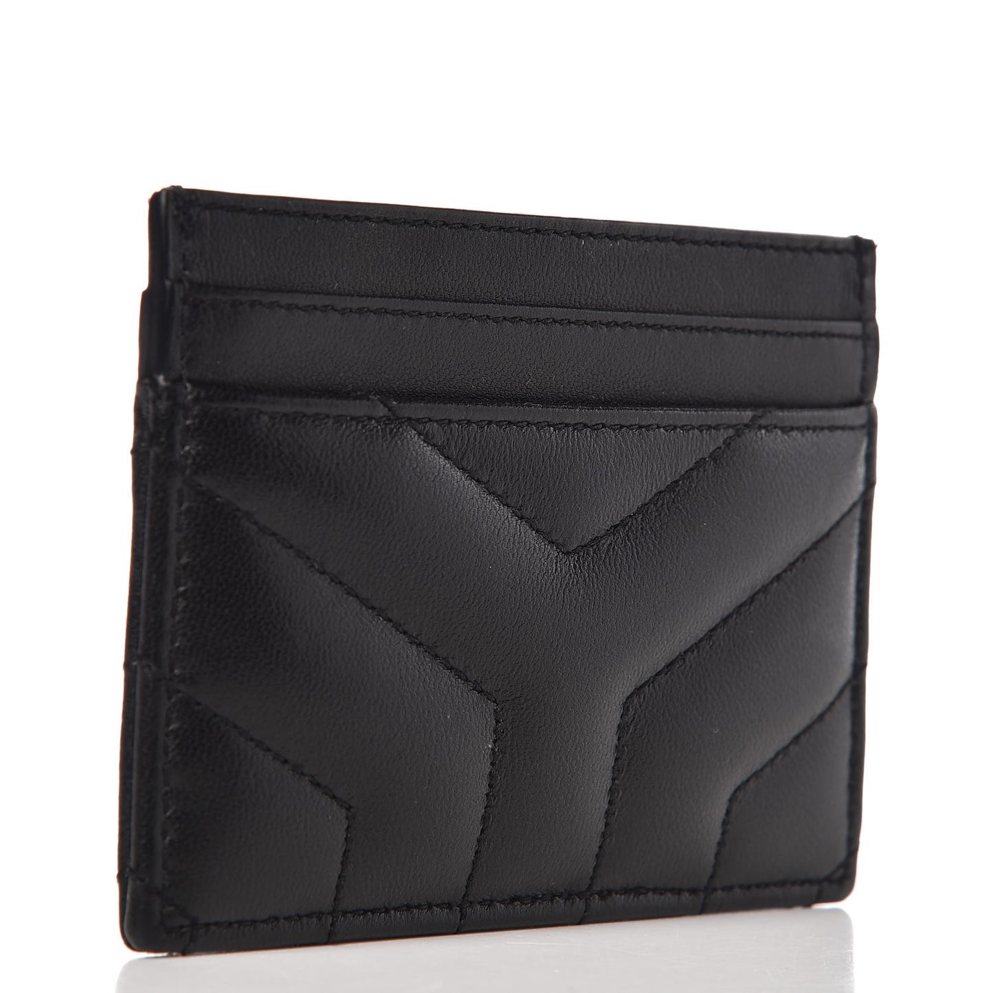 Calfskin Y Quilted Monogram LouLou Credit Card Case Black