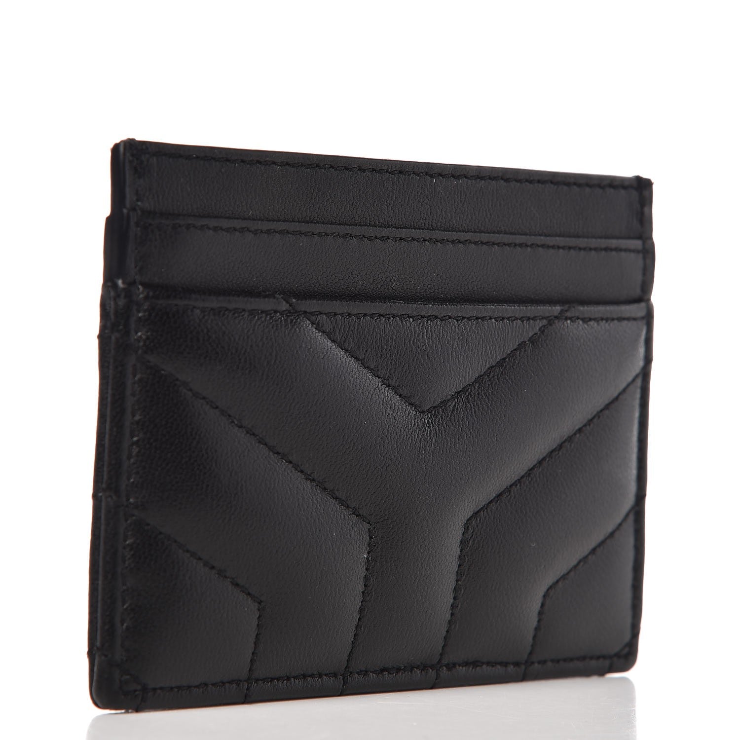 Saint Laurent Calfskin Y Quilted Monogram LouLou Credit Card Case Black 3 of 8