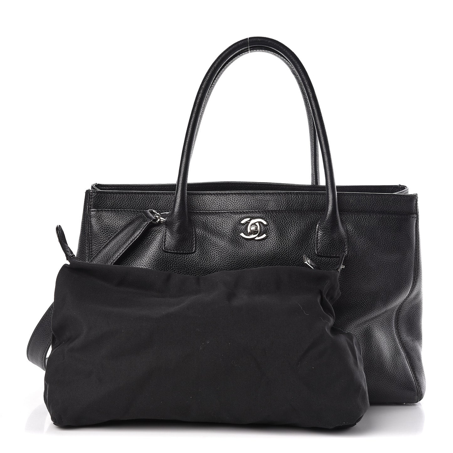 Calfskin Cerf Executive Shopper Tote Black