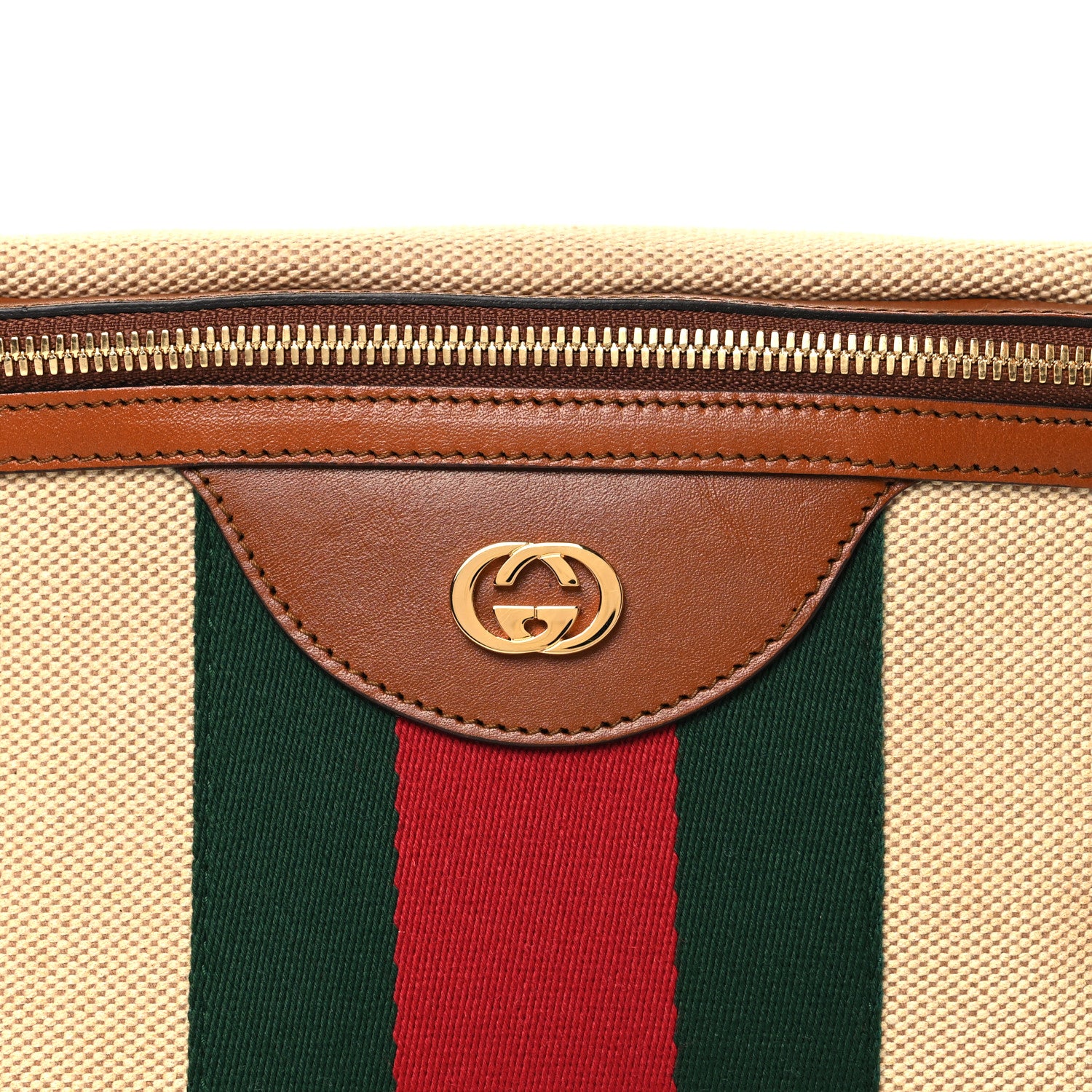 Gucci Vintage Canvas Web Belt Bag Sand Cuir 8 of 10
