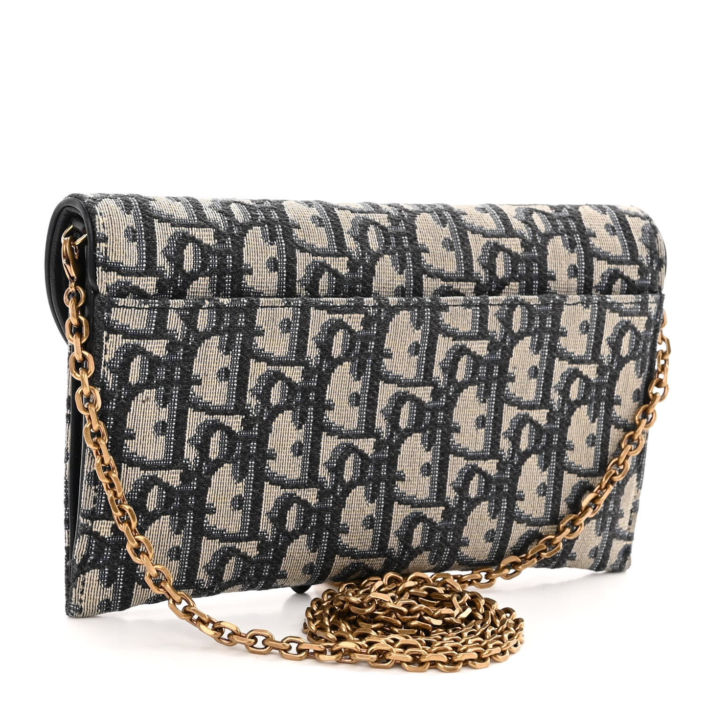 Oblique Saddle Chain Long Wallet Blue