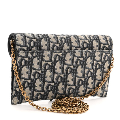Christian Dior Oblique Saddle Chain Long Wallet Blue 4 of 10