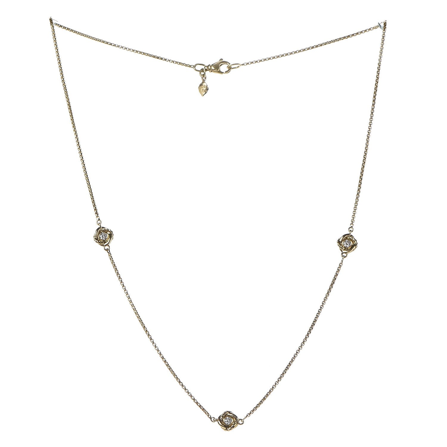 David Yurman 18K Yellow Gold Diamond Infinity Necklace 8 of 11