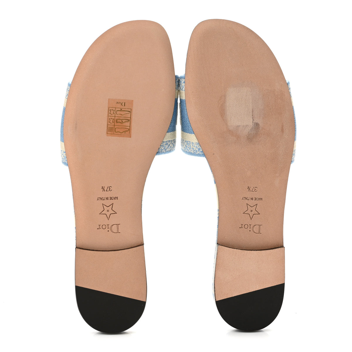 Christian Dior Canvas Toile De Jouy Embroidered Dway Flat Slide Sandals 37.5 Cornflower 6 of 9