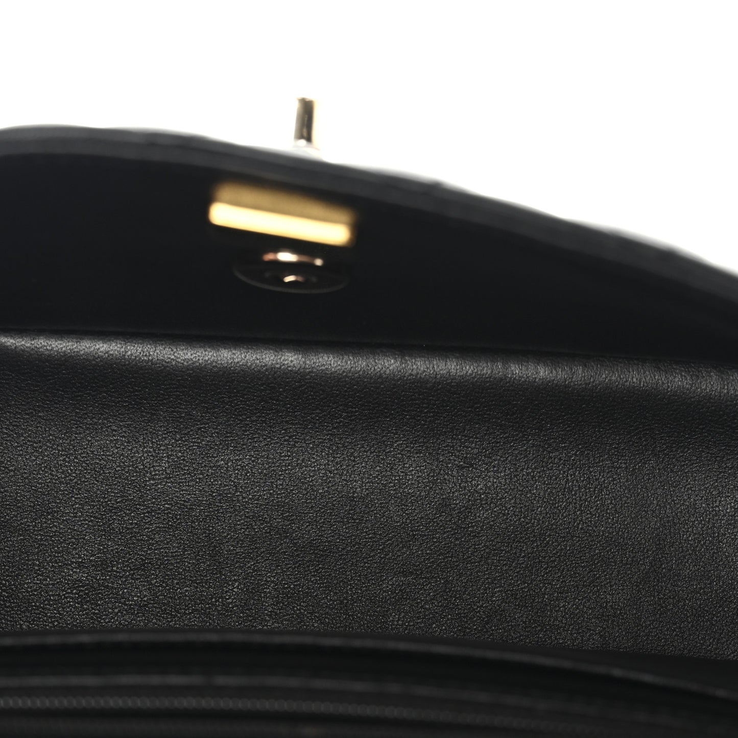 Lambskin Quilted Mini Top Handle Rectangular Flap Black