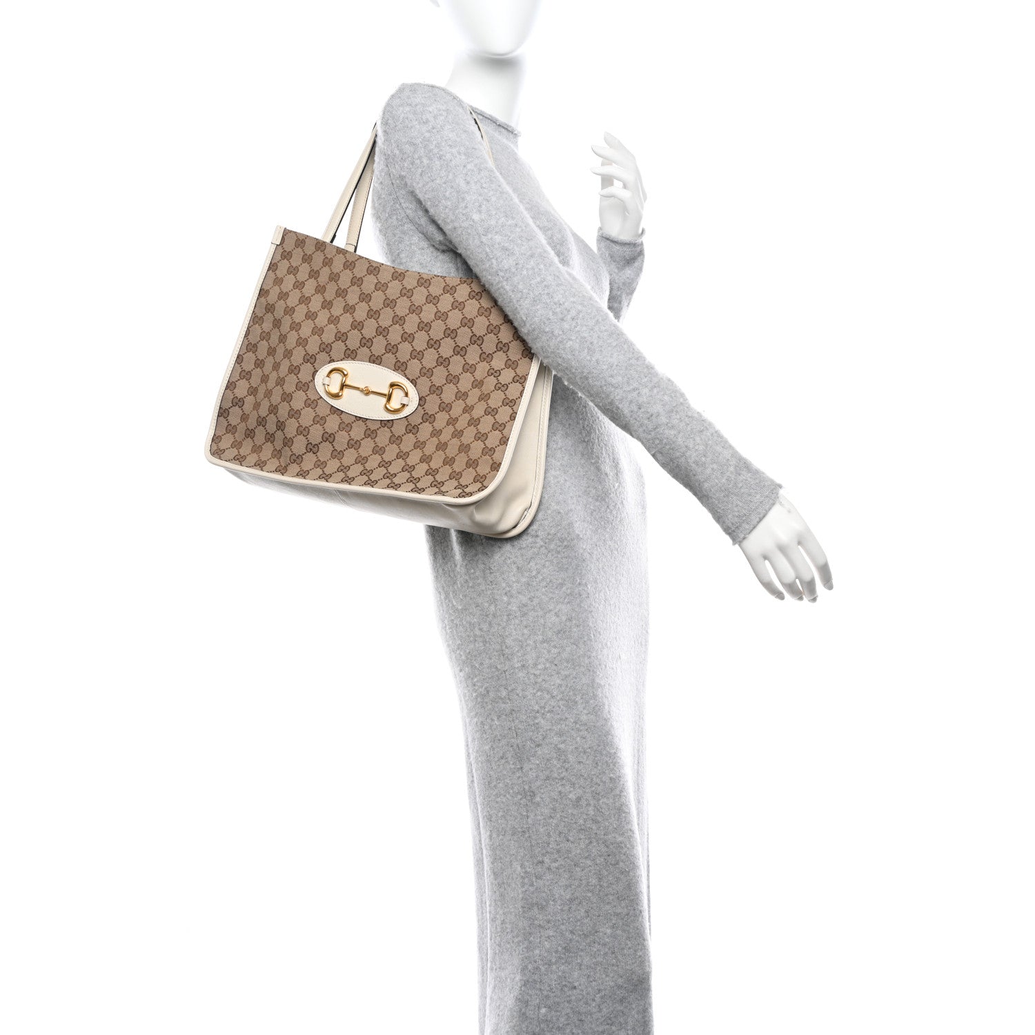 Gucci Monogram New Sakai Calfskin Lux Horsebit 1955 Tote Beige Ebony Mystic White 2 of 12