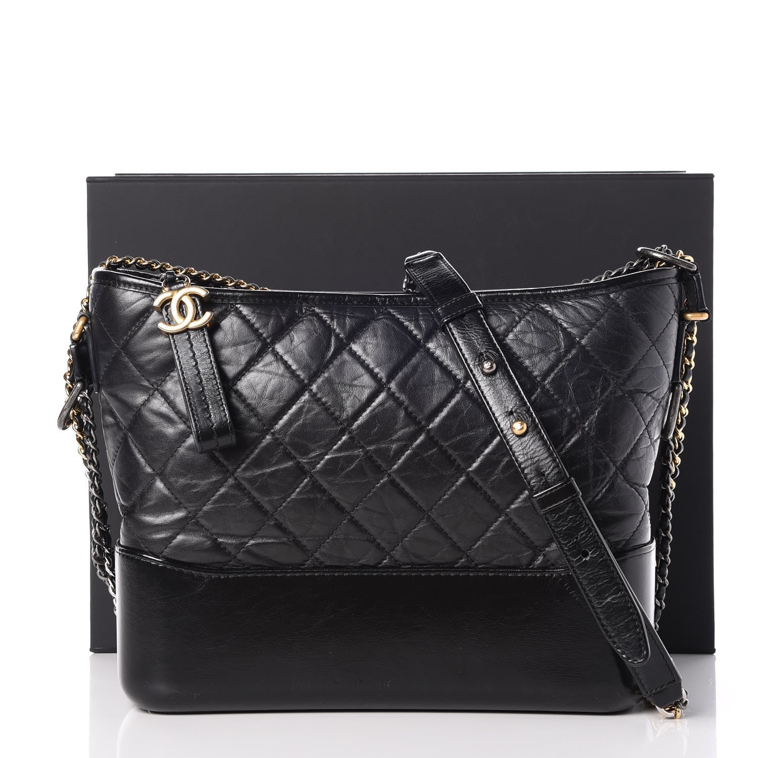 Chanel Aged Calfskin Quilted Medium Gabrielle Hobo Black 11 of 11