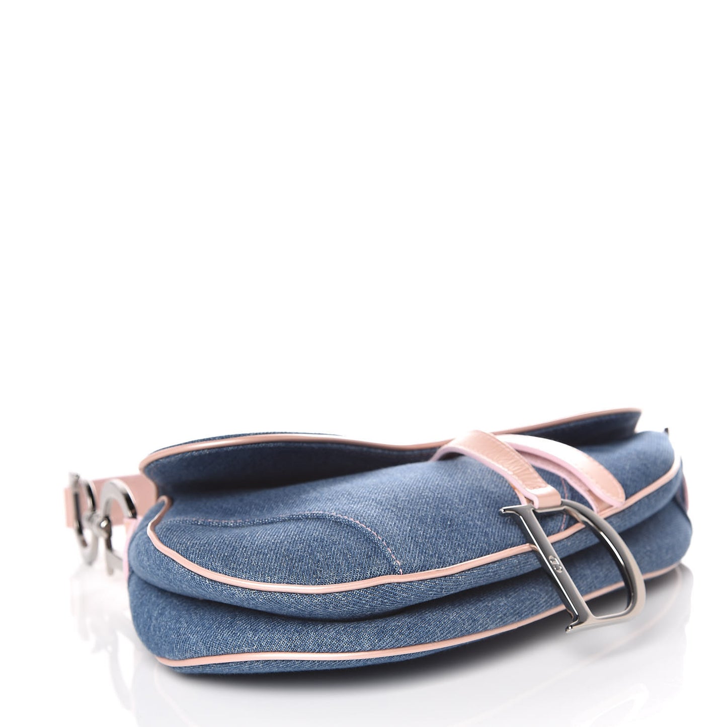 Patent Denim Jeans Saddle Bag Blue Pink