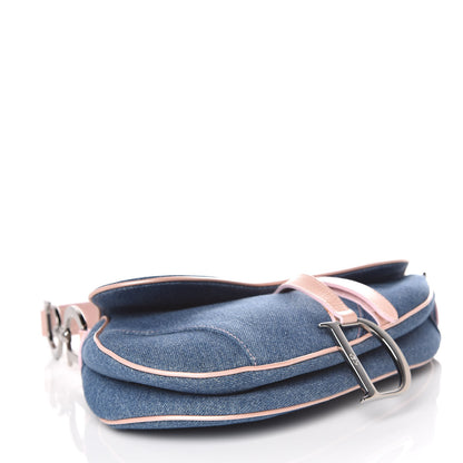 Christian Dior Patent Denim Jeans Saddle Bag Blue Pink 4 of 10