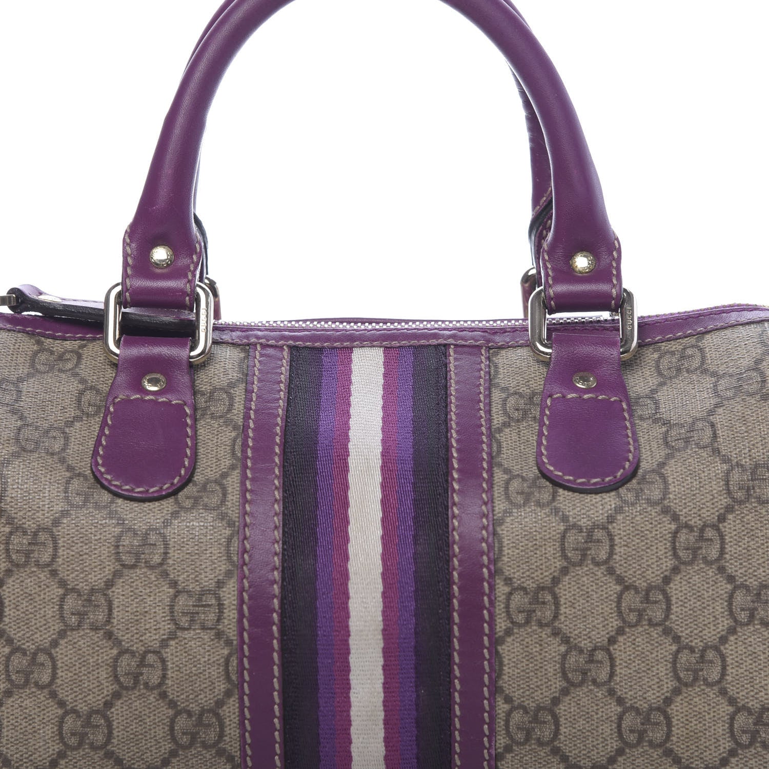 Gucci Monogram Vintage Web Small Boston Purple 11 of 14