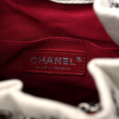 Chanel Aged Calfskin Quilted Small Gabrielle Bucket White Black 6 of 12