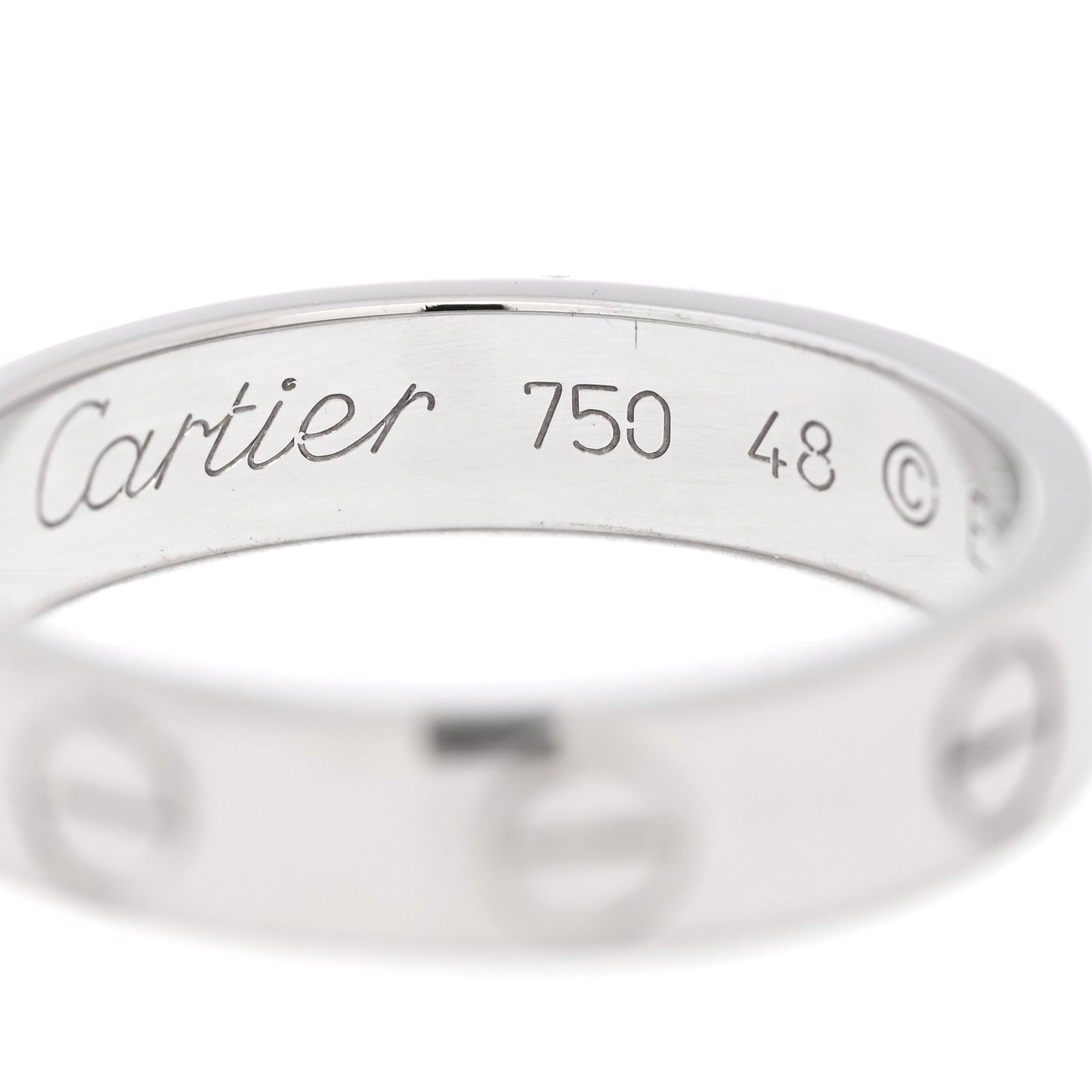 18K White Gold 3.5mm LOVE Wedding Band Ring 48 4.5