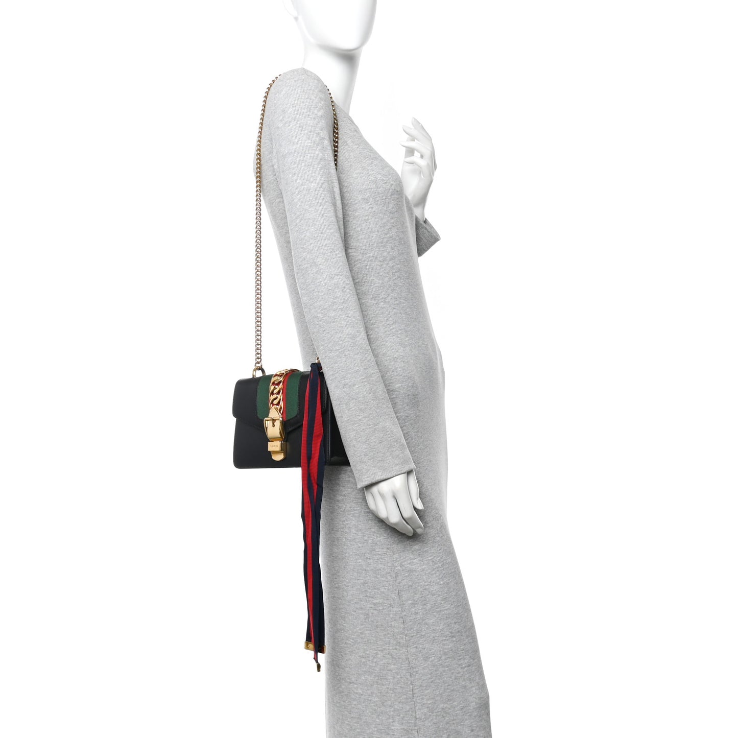 Calfskin Mini Sylvie Shoulder Bag Black