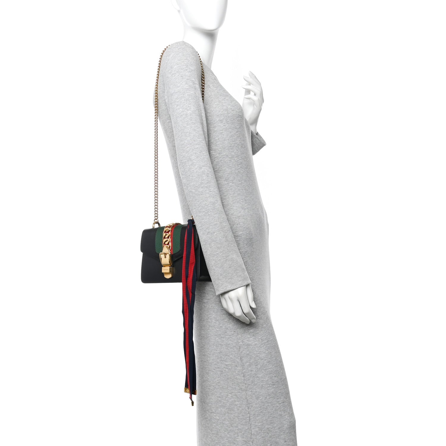 Gucci Calfskin Mini Sylvie Shoulder Bag Black 2 of 11