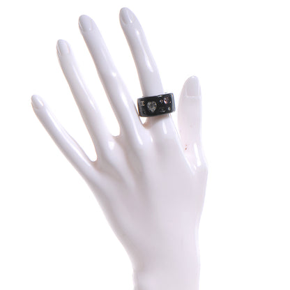 Chanel Resin Crystal Heart CC Heart Ring Black 7 2 of 4
