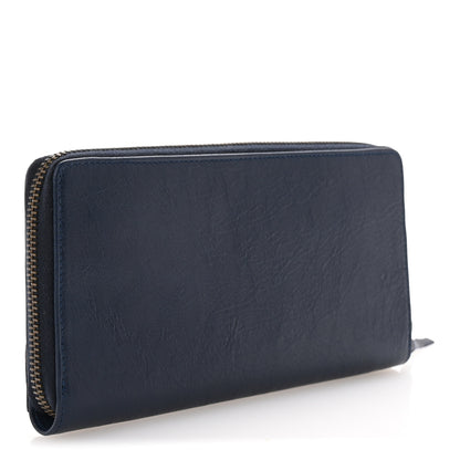 Balenciaga Agneau Classic Hardware Continental Zip Around Wallet Bleu Obscur 3 of 8