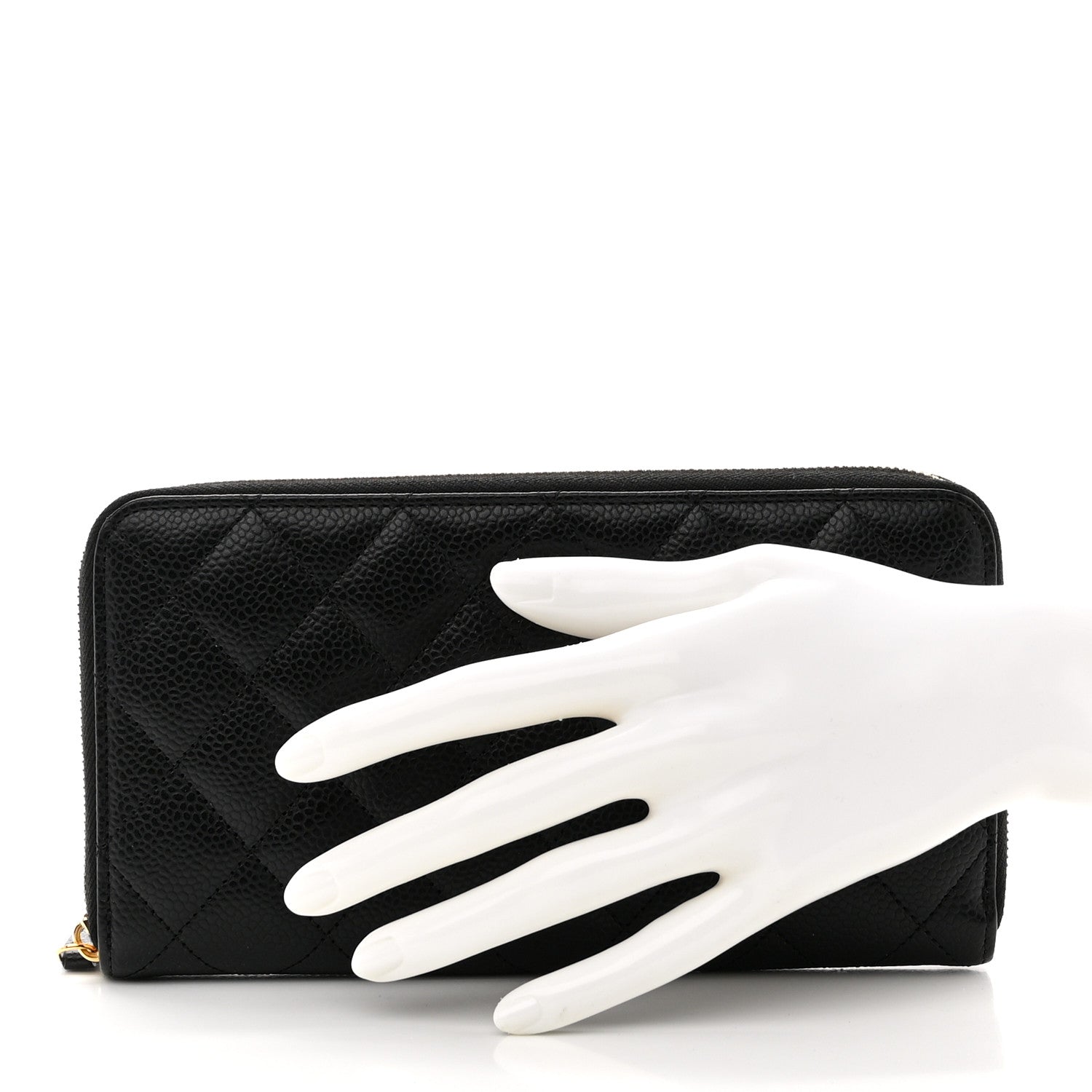 Chanel Caviar Quilted Large Gusset Zip Around Wallet Black 2 of 9