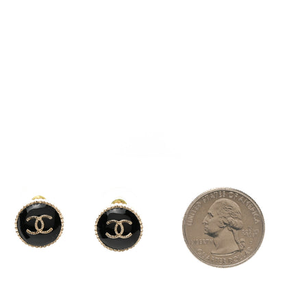 Chanel Resin CC Round Earrings Gold Black 2 of 4