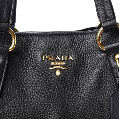 Prada Vitello Daino Side Zip Tote Black 10 of 11