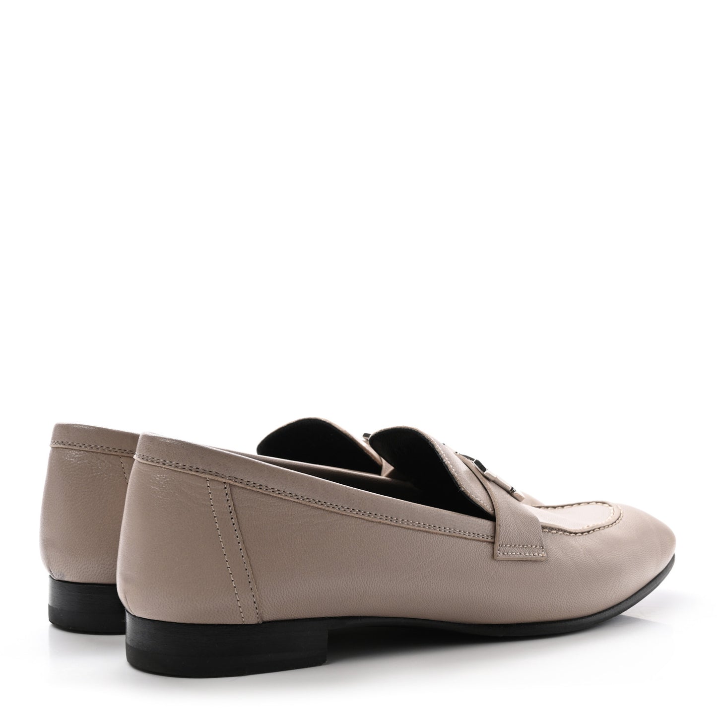 Goatskin Womens Paris Loafers 37.5 Beige Nude