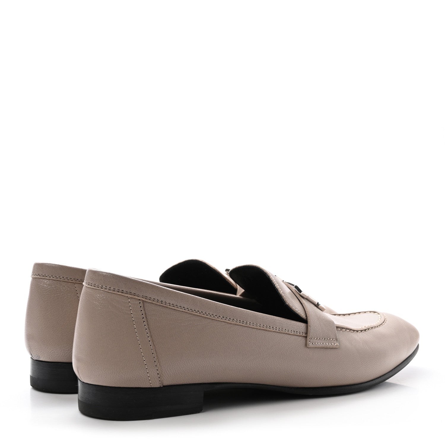Hermes Goatskin Womens Paris Loafers 37.5 Beige Nude 5 of 10