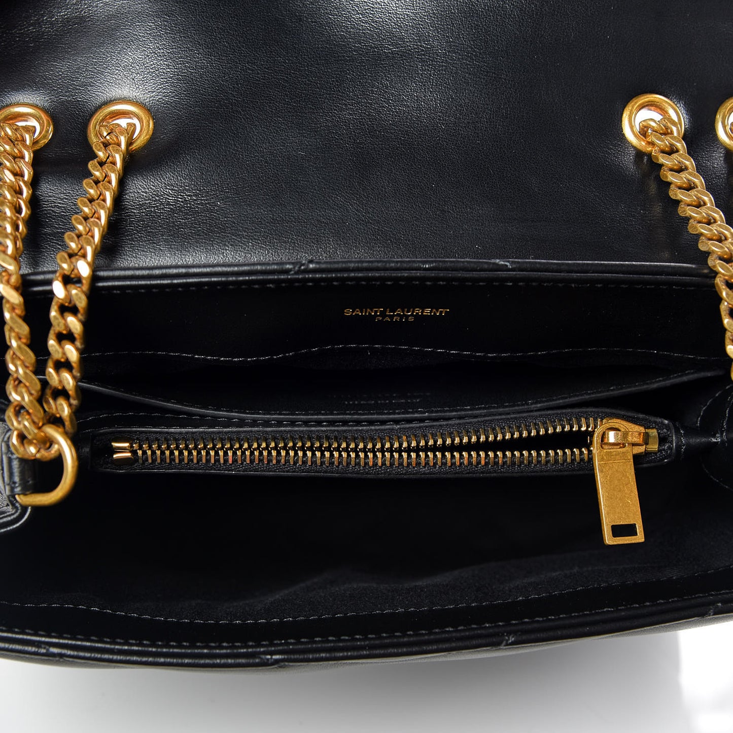 Calfskin Y Quilted Monogram Small Loulou Chain Satchel Black