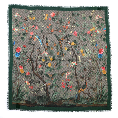 Gucci Modal Silk GG Monogram GG Tian Shawl Scarf Green Dark Green 2 of 8