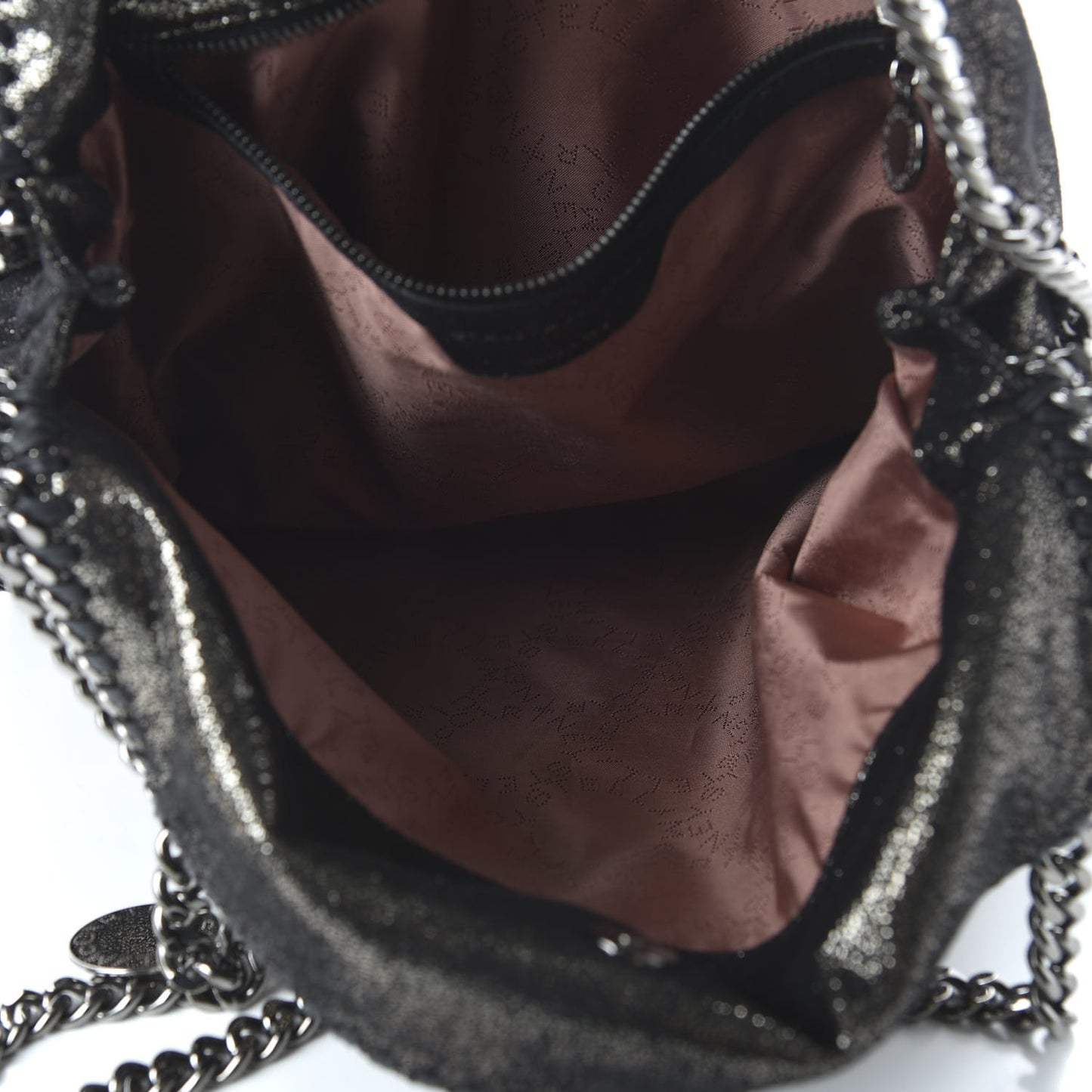 Chamois Shiny Dotted Small Falabella Tote Ruthenium