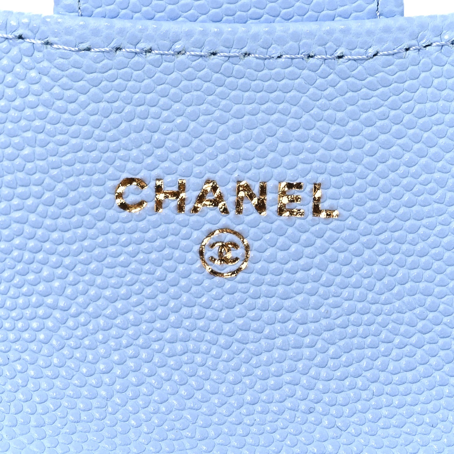Caviar Quilted Flap Card Holder Wallet Light Blue