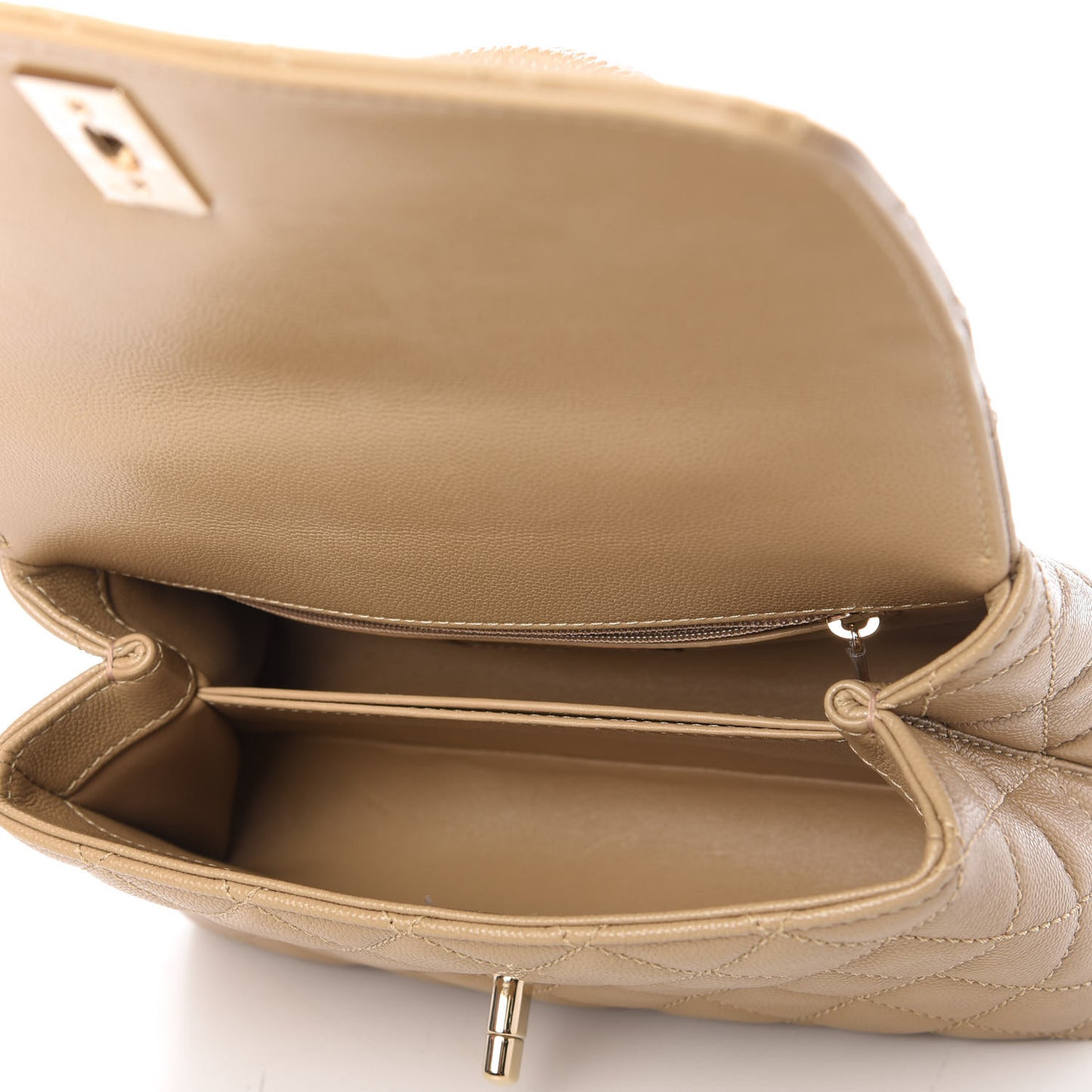 Caviar Lizard Embossed Quilted Mini Coco Handle Flap Dark Beige