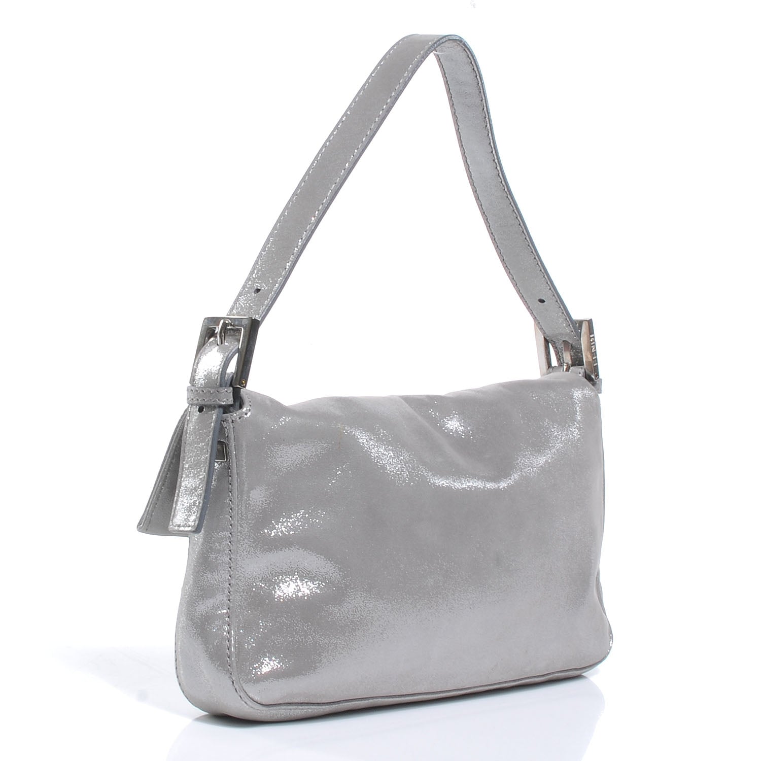 Fendi Metallic Lurex Crystal Baguette Silver 3 of 7