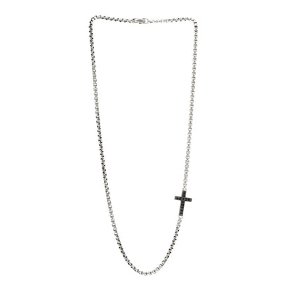 David Yurman Sterling Silver Black Diamond Streamline Cross Station Necklace 22" 3 of 4
