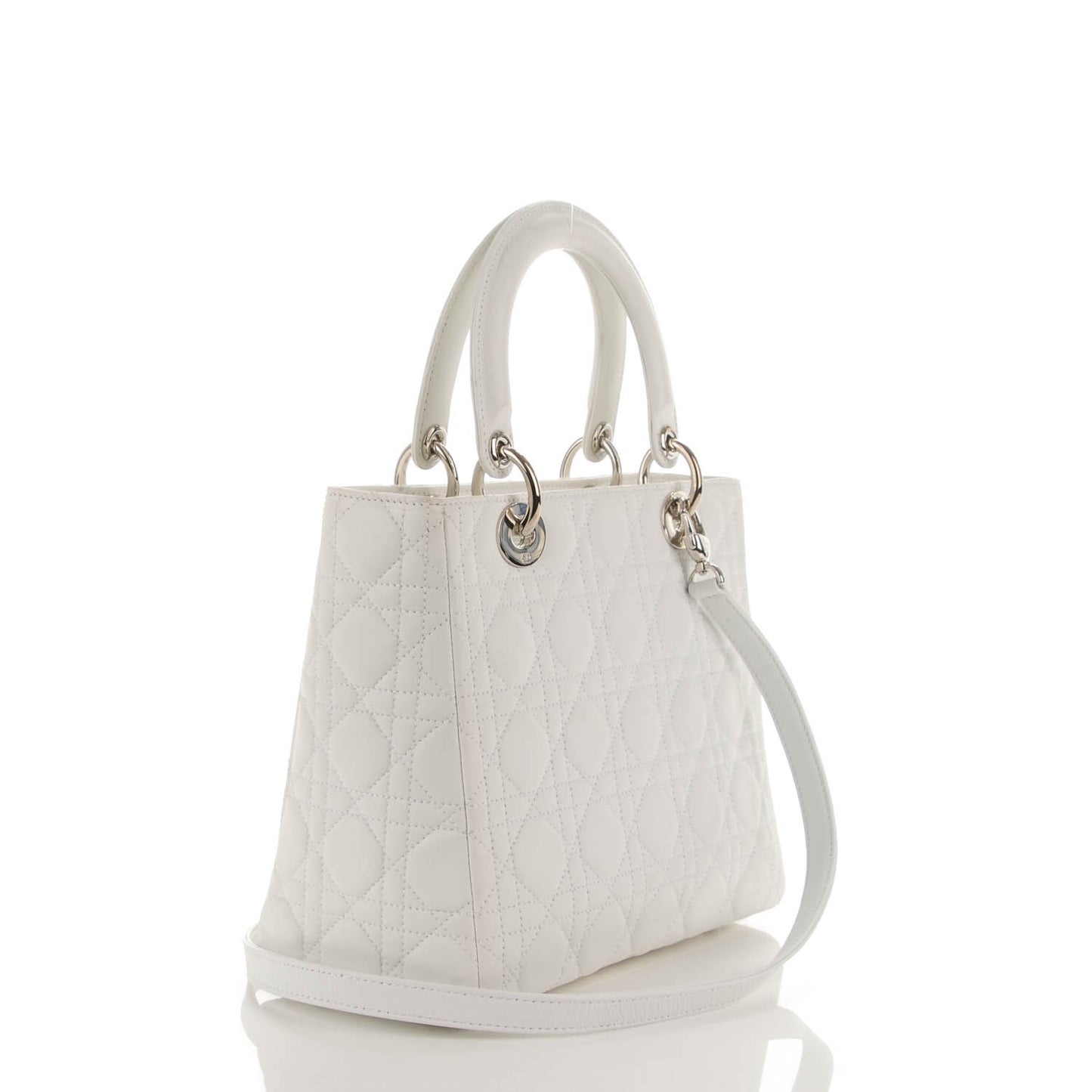 Lambskin Cannage Medium Lady Dior White