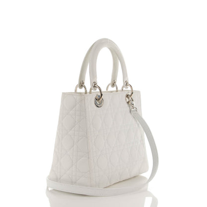 Christian Dior Lambskin Cannage Medium Lady Dior White 3 of 7